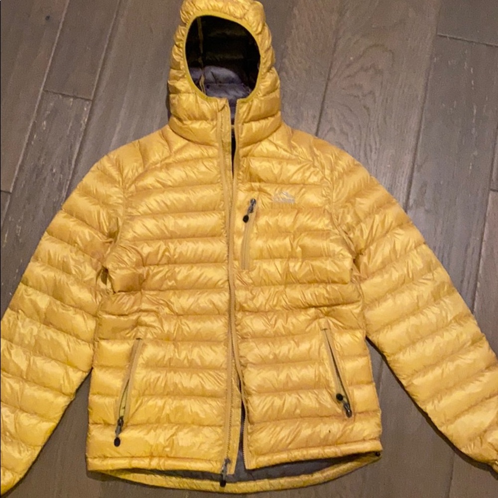LL Bean men’s down jacket yellow-green